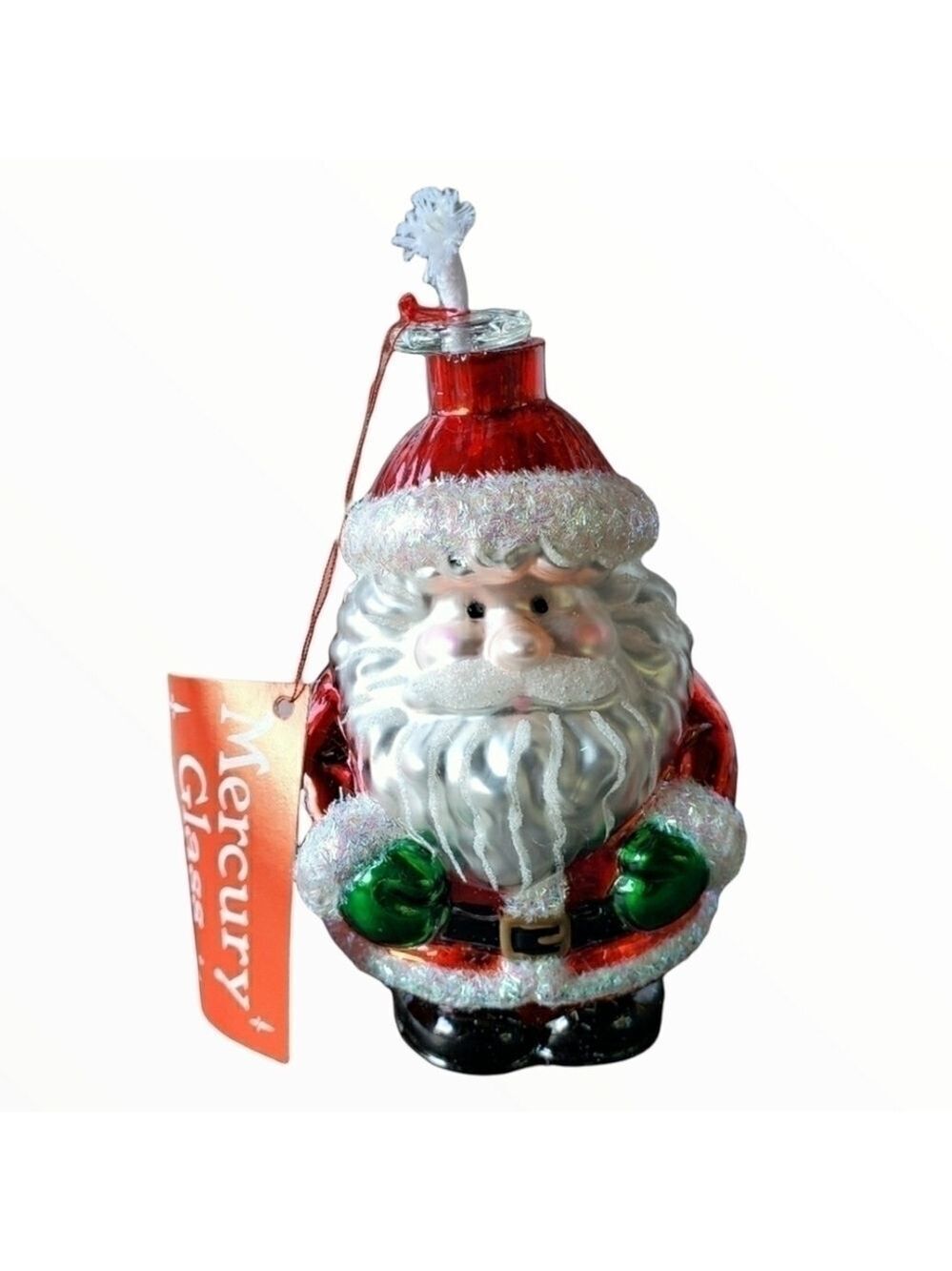 Dept 56 Santa handblown Oil Lamp Mercury Glass Holiday shimmery